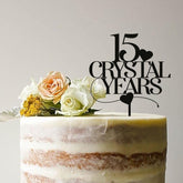 15 Crystal Years Wooden Anniversary Cake Topper 15th Crystal Anniversary Birthday Custom Anniversaries Party Decor