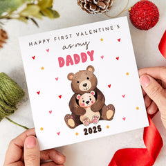 1st Valentine's Day Card for Daddy Bear Cute Teddy Bear Heartwarming Card from Baby Thoughtful Gift Dad's First Valentines Son Daughter Dada