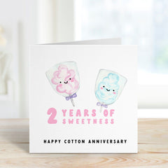 2Nd Anniversary Card 2 Years Of Sweetness Second Wedding Cotton Anniversaryâ Card Cute For Husband Wife Boyfriend Girlfriend