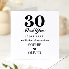 30th Pearl Wedding Anniversary Card Personalised 30 Anniversary Card for Parents Husband Wife Friend Special Couple Custom Name Milestone