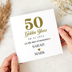 50th Golden Wedding Anniversary Card Personalised Custom Anniversary Card for Husband Wife Parents Couple Milestone Keepsake Gift