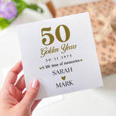 50th Golden Wedding Anniversary Card Personalised Custom Anniversary Card for Husband Wife Parents Couple Milestone Keepsake Gift