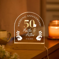 50th Wedding Anniversary LED Gift Custom Golden Light for Parents Grandparents Couple Unique Keepsake