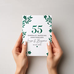 55th Emerald Wedding Anniversary Card for Couple Personalised with Names and Date Elegant Green 55 Years Married Gift Mum Dad Grandparents