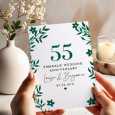55th Emerald Wedding Anniversary Card for Couple Personalised with Names and Date Elegant Green 55 Years Married Gift Mum Dad Grandparents