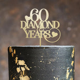 60 Diamond Years Wooden Anniversary Cake Topper 60th Diamond Wedding Anniversary Birthday Custom Anniversaries Party Decor