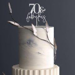 70 & Fabulous Cake Topper 30 40 50 60 80 90 Wooden Gold Silver Rose Gold Black Painted Birthday Party Decoration Milestone Custom Age