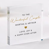 Acrylic Plaque Wedding Gift for Couple Elegant Love, Joy & Happy Ever After Design Thoughtful Keepsake for Newlyweds or Anniversary