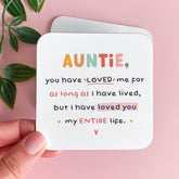 Auntie Coaster Gift from Niece or Nephew Cute Keepsake with Quote Colourful Auntie's Birthday Christmas or Thank You Present for Aunt