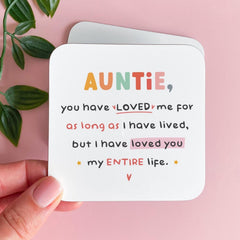 Auntie Coaster Gift from Niece or Nephew Cute Keepsake with Quote Colourful Auntie's Birthday Christmas or Thank You Present for Aunt