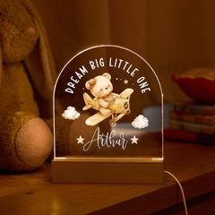 Baby Night Light LED Lamp Custom Name Dream Big Little One Nursery Decor Toddler Room Gift Newborn Keepsake