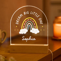 Baby Night Light LED Lamp Custom Rainbow Dream Big Nursery Decor Newborn Toddler Room Gift Christening