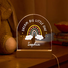 Baby Night Light LED Lamp Custom Rainbow Dream Big Nursery Decor Newborn Toddler Room Gift Christening