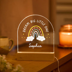 Baby Night Light LED Lamp Custom Rainbow Dream Big Nursery Decor Newborn Toddler Room Gift Christening