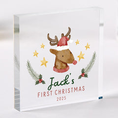 Baby’s First Christmas Acrylic Block – Cute Keepsake Gift for Niece Nephew Son Daughter Grandchild