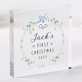 Baby’s First Christmas Acrylic Block – Personalised Xmas Keepsake Gift for Newborn Boy or Child