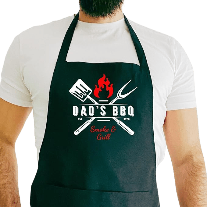 BBQ Apron Gift for Him Funny Father’s Day Present for Dad Grandpa Grandad Stepdad Godfather Husband Grill Master Apron BBQ Cooking