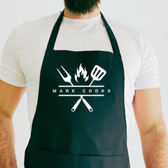 BBQ Apron Gift for Him Funny Gift for Dad Grandad Uncle Brother New Daddy Father’s Day Cooking Present Grill Master Barbecue Lover Apron