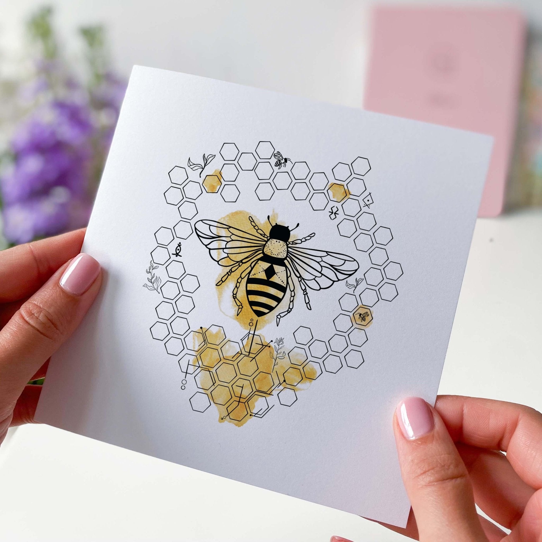 Bee Card Birthday Card Happy Birthday Gift Card Nature Lover Gift Card Birthday Card For Bee Loverâ Beeâ Concept Greeting Card