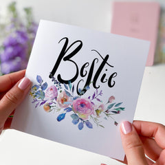 Best friend card Bestie Floral Greeting Card Best Friend Card Birthday Appreciation Christmas Friendship Gift Cute Flowers Design