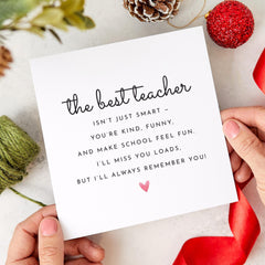 Best Teacher Thank You Card Fun and Heartfelt End of Term Card Ideal for Leaving Gift or Year End Appreciation for Her Him Primary Private