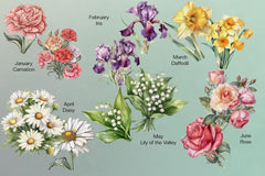 Birth Flower LED Night Light Birthday Gift for Her Sister Mum Friend Wife with Name & Birth Month Floral