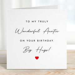 Birthday Card for Auntie from Nephew or Niece Cute Heart Design with Thoughtful Message Lovely Birthday Card for a Special Aunt