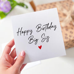 Birthday Card for Big Sister Minimalist Heart Design Happy Birthday Greeting For Big Sis
