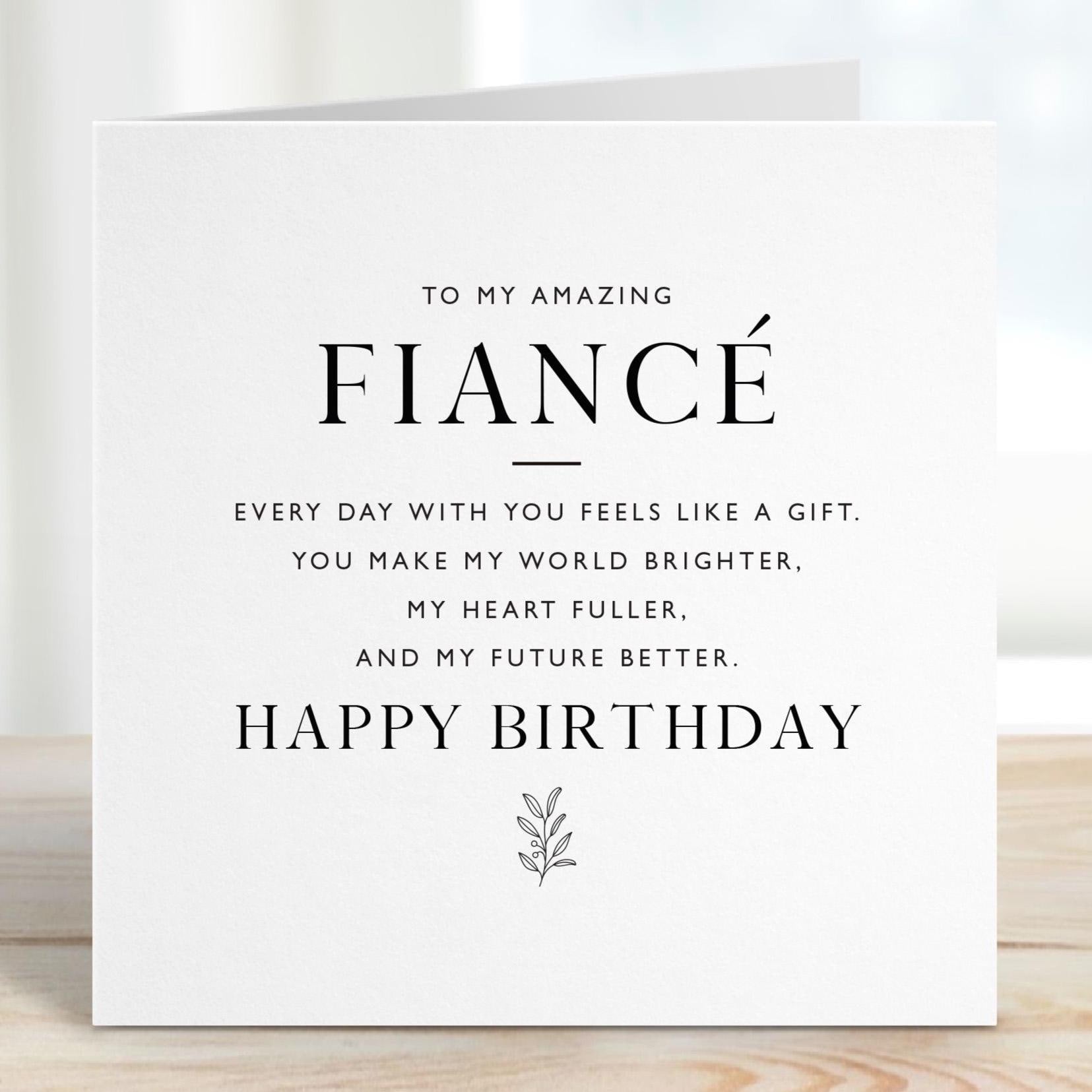 Birthday Card for Fiancé Elegant and Romantic Card for Her Him Heartfelt Message for Future Wife Husband