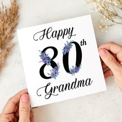Birthday Card for Grandma Nanny Nanna Mummy Auntie Granny Elegant Floral Design Milestone Age Card for 60th 70th 80th 90th 100th Birthdays