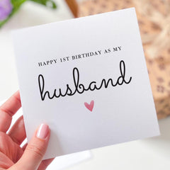 Birthday Card for Husband First Birthday as My Husband Newlywed Milestone Birthday Card Minimal Design Cute Gift from Wife