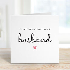 Birthday Card for Husband First Birthday as My Husband Newlywed Milestone Birthday Card Minimal Design Cute Gift from Wife