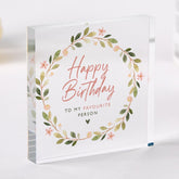 Birthday Gift Acrylic Plaque Floral Keepsake for Her or Him Custom Name Display Elegant Present for Favourite Person for friends family