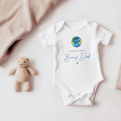 Bonus Dad Baby Bodysuit or Bib World's Best Bonus Dad Cute Earth Design Special Stepdad Father's Day Birthday Gift Keepsake from Baby Outfit