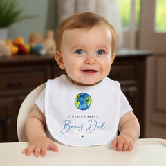 Bonus Dad Baby Bodysuit or Bib World's Best Bonus Dad Cute Earth Design Special Stepdad Father's Day Birthday Gift Keepsake from Baby Outfit
