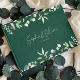 Botanical Wedding Guest Book - Personalised Linen Hardcover Memory Book
