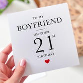 Boyfriend Birthday Card Personalised Milestone Age Card for Him from Girlfriend Romantic Love Heart Design 16th 18th 21st 30th 40th