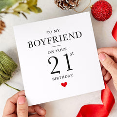 Boyfriend Birthday Card Personalised Milestone Age Card for Him from Girlfriend Romantic Love Heart Design 16th 18th 21st 30th 40th
