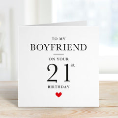 Boyfriend Birthday Card Personalised Milestone Age Card for Him from Girlfriend Romantic Love Heart Design 16th 18th 21st 30th 40th