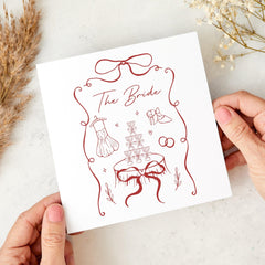 Bride Card Elegant Bridal Celebration Card Wedding - Themed Champagne Tower Illustration Bride to - be card