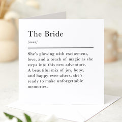 Bride Definition Card Elegant Wedding Day Card for the Bride Sentimental Bride to Be Gift Minimalist Bridal Keepsake Card
