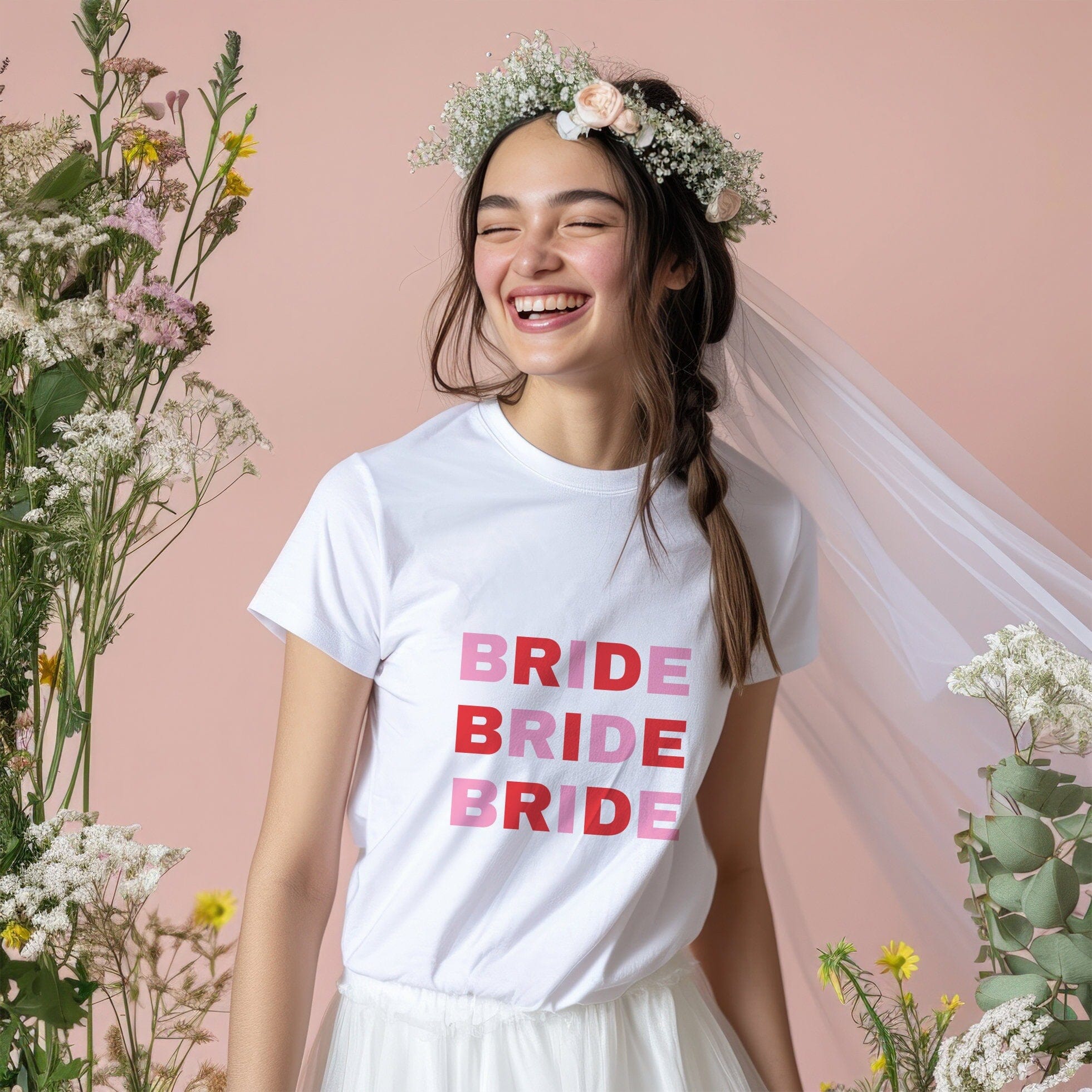 Bride T-shirt, Modern Colourful Bride Shirt, Honeymoon Top, Bachelorette Party, Engagement, Wedding Tee