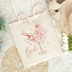 Bride Tote Bag Hen Party Bag for Her Fun Cocktail Glass Design Stylish Wedding Gift Idea for the Bride to - Be Honeymoon Beach Bag for Mrs