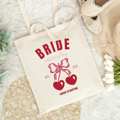 Bride Tote Bag Sweet as a Cherry Design Fun Hen Party Gift Idea Playful Beach Wedding Tote Bag for Bride to - Be 2025