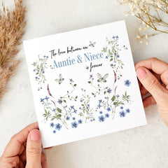 Card for Auntie from Niece Card The Love Between an Auntie and Niece is Forever Floral Butterfly Design Birthday Aunt's Birthday