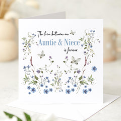 Card for Auntie from Niece Card The Love Between an Auntie and Niece is Forever Floral Butterfly Design Birthday Aunt's Birthday