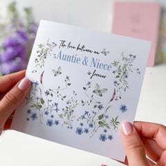 Card for Auntie from Niece Card The Love Between an Auntie and Niece is Forever Floral Butterfly Design Birthday Aunt's Birthday