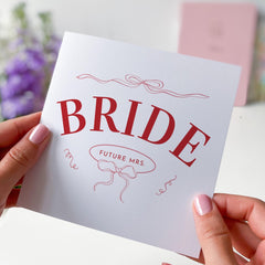 Card for Bride to be Future Mrs. Design with Ribbon Details Elegant and Modern Bridal Shower or Engagement Celebration Bride Card