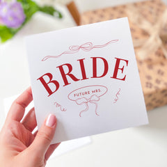 Card for Bride to be Future Mrs. Design with Ribbon Details Elegant and Modern Bridal Shower or Engagement Celebration Bride Card