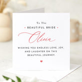 Card for Bride Wedding Day Card Elegant Card for Her with Message Thoughtful Bridal Keepsake Wedding Gift for Daughter Sister Friend